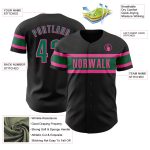 Personalized Authentic Baseball Jersey in Black, Kelly Green, and Pink Personalized Black Kelly Green-Pink Authentic Baseball
