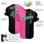 Custom Name Number Black Green Pink Baseball Jersey Personalized Fashion Team Apparel Personalized Black Kelly Green-Pink