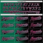 Custom Varsity Letterman Jacket with Name & Number - Personalized Black Green-Pink Bomber Full Snap Fashion Gradient Personalized