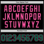 Custom Personalized Varsity Letterman Hoodie Jacket with Name and Number in Black Kelly Green and Pink, Full-Snap Bomber Style