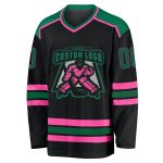 Custom Black Kelly Green Pink Hockey Jersey for Men and Women Personalized Black Kelly Green-Pink Hockey Jersey