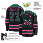 Custom Name Number Hockey Jersey - Personalized Black Kelly Green Pink Team Jersey Personalized Black Kelly Green-Pink Hockey
