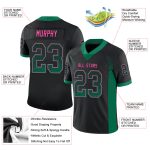 Customizable Black and Kelly Green-Pink Mesh Football Jersey with Personalized Name and Number Personalized Black Kelly Green-Pink