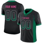 Customizable Black and Kelly Green-Pink Mesh Football Jersey with Personalized Name and Number Personalized Black Kelly Green-Pink