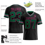 Personalized Black Green Pink Mesh Football Jersey for Kids - Custom Team Apparel 2 Personalized Black Kelly Green-Pink Mesh