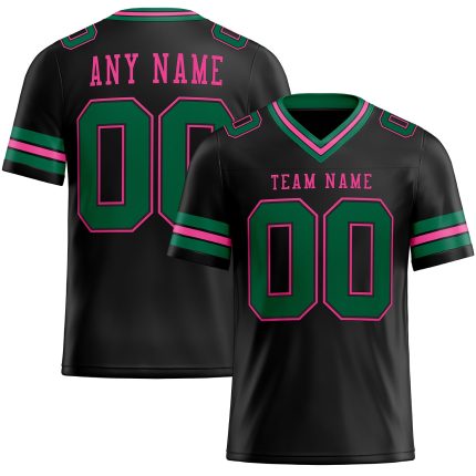 Personalized Black Green Pink Mesh Football Jersey for Kids - Custom Team Apparel 2 Personalized Black Kelly Green-Pink Mesh