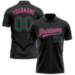 Personalized Performance Vapor Golf Polo Shirt in Black Kelly Green-Pink Personalized Black Kelly Green-Pink Performance