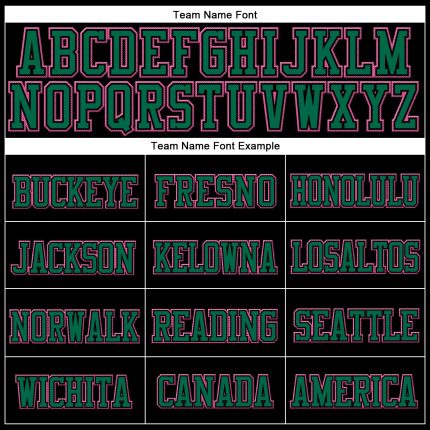 Custom Name and Number Personalized Cuffed Knit Hat in Black, Kelly Green, Pink - Team Beanie Personalized Black Kelly Green-Pink