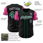 Personalized Two Tone Baseball Jersey Black Kelly Green Pink for Men and Women Personalized Black Kelly Green-Pink Two Tone