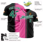 Personalized Baseball Jersey in Black, Kelly Green, Pink-White Gradient Fashion Design Personalized Black Kelly Green Pink-White