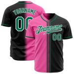 Personalized Baseball Jersey in Black, Kelly Green, Pink-White Gradient Fashion Design Personalized Black Kelly Green Pink-White