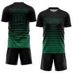 Custom Name Number Black Kelly Green Pinstripe Fade Soccer Uniform Jersey - Personalized Fashion Team Gear Personalized Black