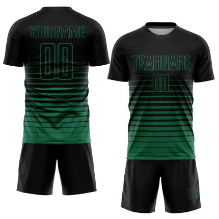 Personalized Soccer Uniform Jersey - Black Kelly Green Pinstripe Fade Design Personalized Black Kelly Green Pinstripe Fade