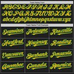 Personalized Black and Kelly Green Two-Button Softball Jersey for Unisex Personalized Black Kelly Green Pinstripe Gold Two-Button