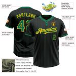 Personalized Black and Kelly Green Two-Button Softball Jersey for Unisex Personalized Black Kelly Green Pinstripe Gold Two-Button