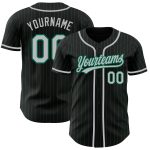 Custom Name and Number Personalized Baseball Jersey - Black Kelly Green Pinstripe Gray Authentic Design Personalized Black