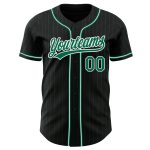 Personalized Authentic Baseball Jersey Black Kelly Green Pinstripe Green-White Personalized Black Kelly Green Pinstripe Kelly