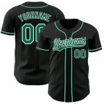Personalized Black Kelly Green Pinstripe Baseball Jersey - Custom Name & Number, 2 Personalized Black Kelly Green Pinstripe