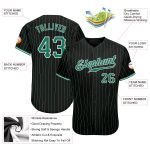 Personalized Black Kelly Green Pinstripe Baseball Jersey - Custom Sports Apparel Personalized Black Kelly Green Pinstripe