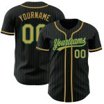Customizable Black Kelly Green Pinstripe Baseball Jersey with Authentic Old Gold Team Name and Number Personalized Black
