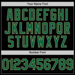 Custom Name and Number Sleeveless Baseball Jersey - Personalized Black and Kelly Green Pinstripe with Old Gold Trim Personalized