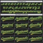 Personalized Black Green Pinstripe Baseball Jersey - Custom Old Gold Design Personalized Black Kelly Green Pinstripe Old