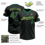 Custom Softball Jersey Unisex Two-Button Black Kelly Green Old Gold Pinstripe with Personalized Name and Number Personalized