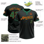 Personalized Softball Jersey Unisex Two-Button Black Kelly Green Pinstripe Orange Personalized Black Kelly Green Pinstripe