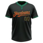 Personalized Softball Jersey Unisex Two-Button Black Kelly Green Pinstripe Orange Personalized Black Kelly Green Pinstripe