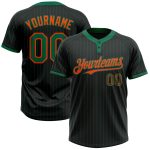 Personalized Softball Jersey Unisex Two-Button Black Kelly Green Pinstripe Orange Personalized Black Kelly Green Pinstripe