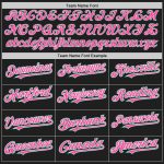 Personalized Unisex Softball Jersey - Black Kelly Green Pinstripe, Pink-White, Two-Button Personalized Black Kelly Green