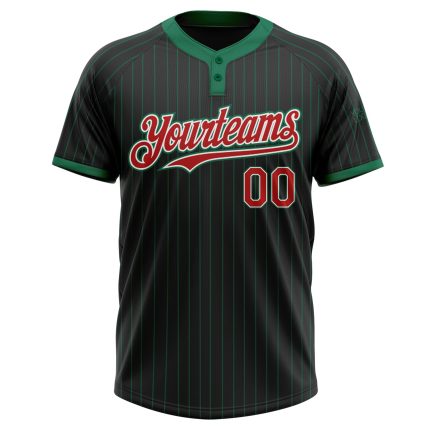 Personalized Unisex Softball Jersey Black Kelly Green Red-White Two-Button Design, Soft and Comfortable Fit Personalized