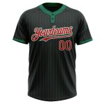Custom Name and Number Softball Jersey Unisex Two-Button Red White Black Kelly Green Pinstripe Personalized Black Kelly Green
