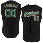 Custom Name Number Personalized Sleeveless Baseball Jersey Black Kelly Green Pinstripe White Red Authentic Personalized Black