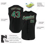 Personalized Black Green Pinstripe Baseball Jersey - Red White Sleeveless Personalized Black Kelly Green Pinstripe White-Red