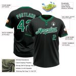 Custom Two-Button Unisex Softball Jersey with Personalized Name and Number - Black Kelly Green Pinstripe Personalized Black