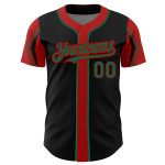 Personalized Baseball Jersey in Black Kelly Green Red - Custom Arm Shapes, 3 Colors Available Personalized Black Kelly Green-Red