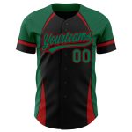Personalized 3D Curve Black Kelly Green-Red Baseball Jersey for Men Personalized Black Kelly Green-Red 3D Curve Solid Baseball