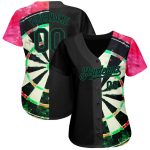 Personalized 3D Dart Board Baseball Jersey in Black Kelly Green-Red Personalized Black Kelly Green-Red 3D Dart Board Baseball