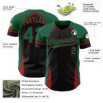 Custom Name and Number Baseball Jersey - Personalized 3D Pattern Design in Black and Kelly Green-Red Personalized Black Kelly
