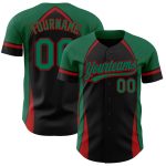 Custom Name and Number Baseball Jersey - Personalized 3D Pattern Design in Black and Kelly Green-Red Personalized Black Kelly