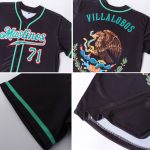 Custom Name Number Authentic Mexican Flag Baseball Jersey - Personalized Black Kelly Green and Red Design Personalized Black