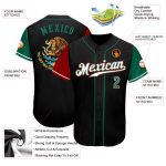Custom Mexico Baseball Jersey - Two Tone Black Kelly Green-Red with Personalized Name and Number Personalized Black Kelly