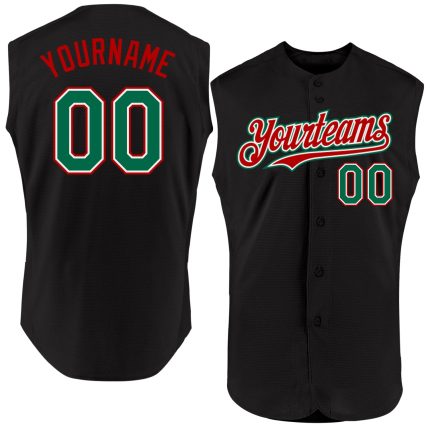 Personalized Authentic Sleeveless Baseball Jersey - Black, Kelly Green, Red Personalized Black Kelly Green-Red Authentic