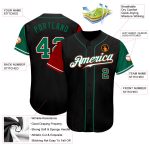 Personalized Two Tone Authentic Baseball Jersey Black Kelly Green Red Personalized Black Kelly Green-Red Authentic Two Tone