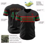 Personalized Baseball Jersey in Black Kelly Green-Red for Custom Team Wear - Size 3 Personalized Black Kelly Green-Red Baseball
