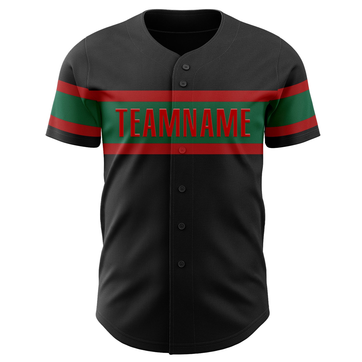 Personalized Baseball Jersey in Black Kelly Green-Red for Custom Team Wear - Size 3 Personalized Black Kelly Green-Red Baseball - Image 2