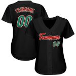 Personalized Baseball Jersey in Black, Kelly Green, and Red - Custom Sports Apparel Personalized Black Kelly Green-Red Baseball