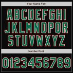 Personalized Bomber Jacket in Black Kelly Green and Red Two Tone - Full-Snap Varsity Letterman Style Personalized Black Kelly