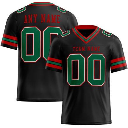 Personalized Black Kelly Green Red Authentic Football Jersey - Custom Team Colors Personalized Black Kelly Green-Red Mesh